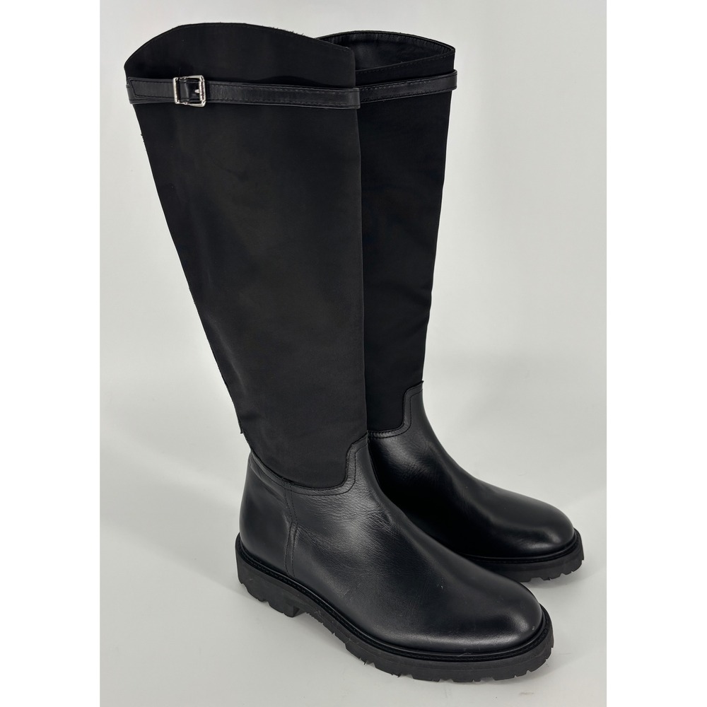 La Canadienne Quintin Waterproof Leather Boots Black Women Size 36.5 Lug Sole